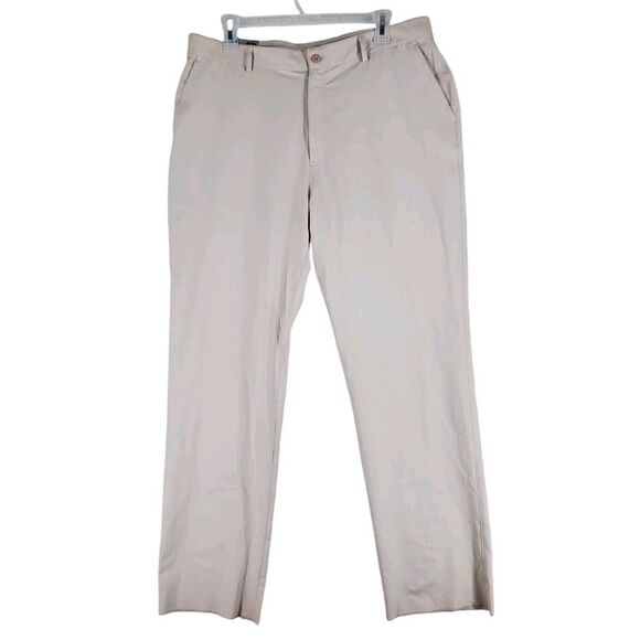 Under Armour Team Sideline Pants Chino Mens 40 Beige Khaki Loose Fit Unhemmed - Picture 1 of 13